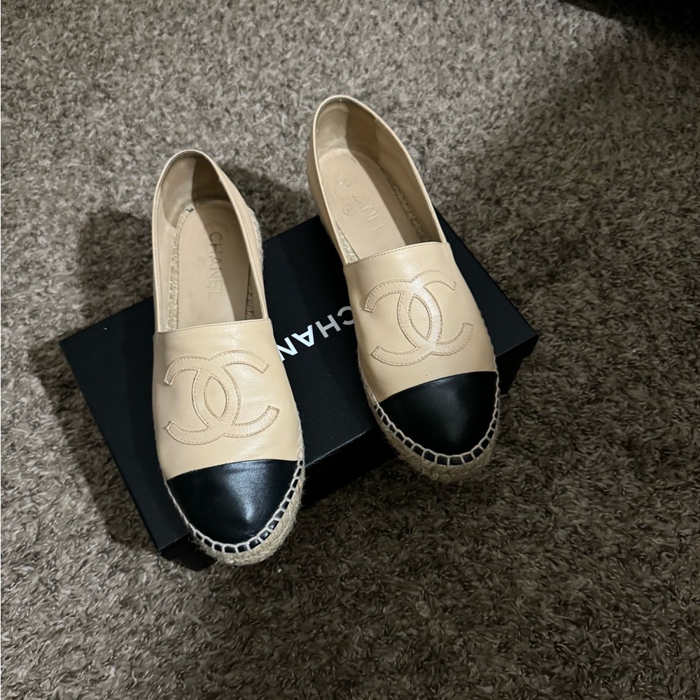 CHANEL
Leather Printed CC Espadrilles